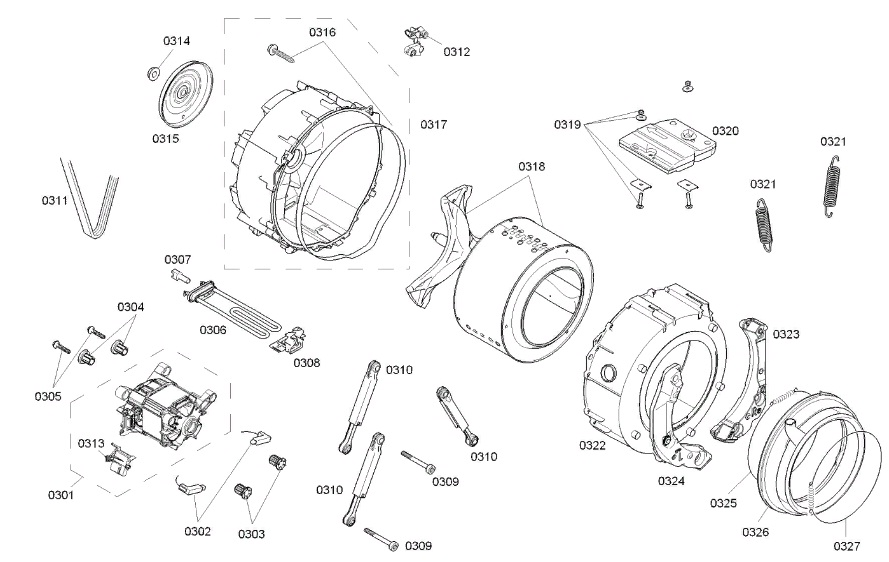 Схема стиральной машины Bosch WLO 2416 S