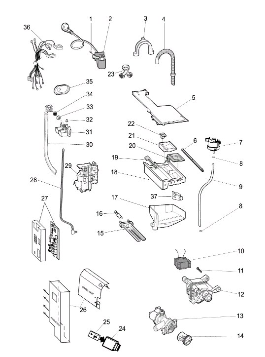 Схема стиральной машины Hotpoint-Ariston AQ104D 49 B