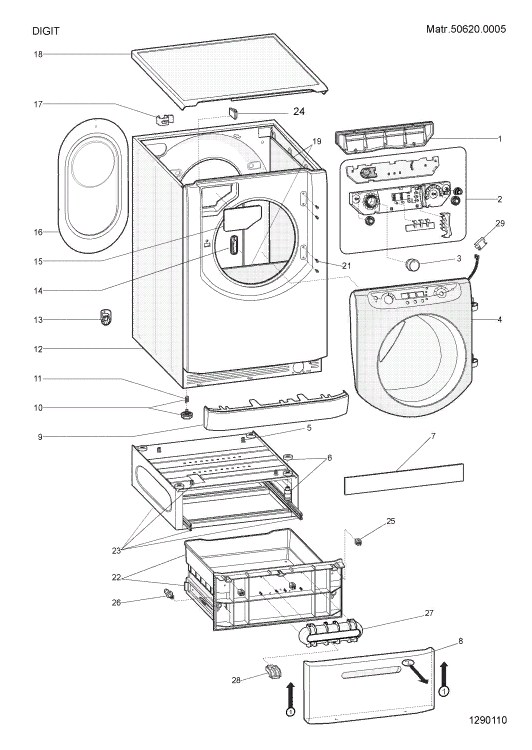 Схема стиральной машины Hotpoint-Ariston AQSF 105