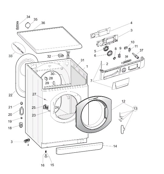 Схема стиральной машины Hotpoint-Ariston ARXXD 125 S