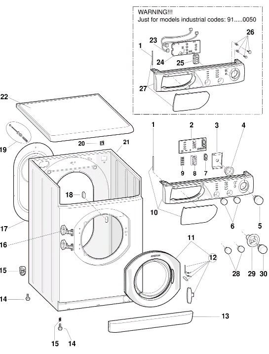 Схема стиральной машины Hotpoint-Ariston AVXL 109