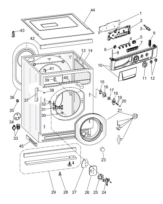 Схема стиральной машины Hotpoint-Ariston CAWD 129